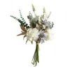 Decorative Flowers & Wreaths White Misty Grey Artificial Fake Plant Flower Bouquet Home Decor Rustic Wedding Mariage Party Decoration Bridal