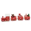 Décorations de Noël 4 nœuds Train peint en bois décoration pour la maison avec Santa enfants jouets ornement Navidad 2023 année cadeau