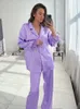 Dames slaapkleding Hiloc Veren Satijnen pyjama's voor vrouwen stelt reverssplicing Sleepwear damespak