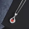 Pendant Necklaces Design Luxury Water Drop Necklace Women Red White CZ Zircon Heart Wedding Jewelry Gift For WomenPendant