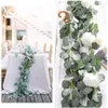 Decorative Flowers Artificial Eucalyptus Garland Greenery Silk Leaves Vines Faux Silver Dollar Plants For Wedding Party Home Decoration