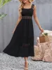 Casual Dresses Summer Boho Long Dress Women Elegant Beach Sundress Sexy Sleeveless Backless Hollow Out Lace Ladies Party Evening180A