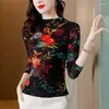 Blouses feminina Mulher Spring Autumn Style Camisetas Lady Casual Manga Longa Stand Colle