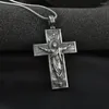 Подвесные ожерелья религиозные Иисус пересекают христианский католический ретро -стиль чистые жестяные мужские и женские украшения для ожерелья 2023 Moonbiffy
