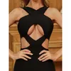 Casual Dresses Sexy Cut Out Bandage Kleid Damen Träger Rückenfrei Mantel Vestidos Mode Gestrickte Rayon Party Club Sommer