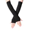 Genouillères 1 paire de gants longs sans doigts, poignets, coudes, chauffe-bras, mitaines tricotées, accessoires de Cosplay Anime