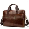 Briefcases Men Shoulder Bag Genuine Leather Briefcase Male Man Laptop For Messenger Bags Men's Drop