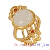 Cluster Rings White Jade Ruyi Women Amulets Natural 925 Silver Jewelry Designer Amulet Real Adjustable Ring Charm Stone Gemstone