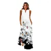 Casual Dresses Spring Summer White Dress 2023 Vintage Sleeveless Long Woman Butterfly Printed Beach Maxi Women's Vestidos