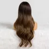 Syntetiska peruker Easihair Long Ombre Brown Wavy Syntetiska peruker för kvinnor med lugg värmebeständig Blond Cosplay Daily Natural 230227