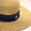 Wide Brim Hats Bucket Hats Gorgeous Golden Glitter Wide Brim Hats Bee Black Ribbon Straw Hats Lady Travel Vacation Fashion Personality Hats