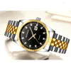 Wristwatches Reloj Hombre Men Diamond Watches 2023 's Luxuy Business Gold Watch Stainless Steel Band Quartz Relogio Masculino