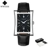 Wristwatches 2023 WWOOR Blakck Square Men Watch Classic Luxury Business Quartz Clock Man Leather Waterproof Date Wristwatch Relogio