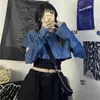 Women's Tshirt High Street Wear Tiedye Tee Women's Tops Short Suspender Girl Top Twopiece Set Harajuku 230309