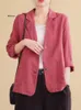 Ternos femininos Blazers Loose Cotton e linho Primavera Tops do verão de moda All Match Sleeved Casual Casual Casual Casual Womenwomen's