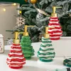 Liquid Soap Dispenser Ceramic Lotion Bottle Creative Christmas Tree Shape Shampoo Body Wash Household Portable Bathroom Ornament 230308