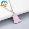 glue dropping pink primary color enamel small Necklace male and female couple clavicle chain Luxury ornament