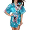 Pigiameria da donna Abito da sposa Fiore Kimono Pavone Raso Mattina Per le donne Pigiama da damigella d'onore Festa nuziale Loungwear WQ08