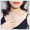 Pendant Necklaces Huitan Single Round Cubic Zirconia Necklace For Women Silver Color O Chain Simple Accessories Eternity Jewelry