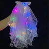 Other Event Party Supplies Bachelorette Party Veil Feather Flower Crown Glow Light LED Bridal Shower Veil Bride to Be Gift Wedding Party Engagement Decor 230309
