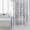 Waterproof Transparent Bathroom Shower Curtain PVC 3D Plastic Bathing Sheer Washroom Bath Shower Curtains Screen With Hooks