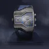 Relógios de pulso Dual fuso horário Dial Large Reking Men's Watch Personalidade Couro Irregular Shape Steampunk Strap Macho Quartz