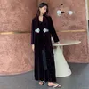 Women's Sleepwear The Waist Velvet Nightgown Pajamas Female Autumn And Winter Mid-length Sleeved Ladies' Bathrobe Home Clothes Morning