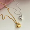 Autentisk 925 Sterling Silver Love Heart Necklace Pendants Simple Style Dainty Geometric Pendant Halsband för kvinnor flickor födelsedagspresent