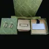 Crystal Bow Designer Stud Earrings Women Diamond Gold Hoop Earrings Rhinestone Ear Studs Lovers Gift Engagement Jewelry With Box Set