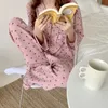 Pijama coreano de calça de algodão feminina feminina feminina Autumn Autumn Pijamas Pijama de Manga Longa Pijama Conjunto de Cardigan Negociação de Cardigan 230309