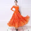 Bühnenbekleidung Orange Ballsaal Kleid Standard Tanzkostüm Tango Kostüme Wiener Waltz Big Swing Foxtrottrot