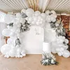 Andra evenemangsfestleveranser 94st Pure White Matte Ballon Arch Garland Kit med transparenta latexballonger för bröllop barn födelsedag baby shower dekorationer 230309