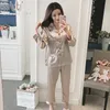 Women's Sleepwear Women Home Silk Loungewear Pajama Sets Satin Sleepwear Long Sleeve Pyjamas for Girl Nightwear Ladies Pajamas 230309