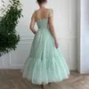 Klänningar mynta gröna hjärtliga balklänningar bundna bågband älskling midi prom klänningar fickor TEALENGENGE Evening Party Dress