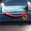 Correntes amarelas 18k Gold Ruby Pingente Smile Chain Choi Colar Clavícula Balanço Feminino Clavícula