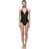 Damenbadebekleidung Frauen 2023 Strand tiefer V-Ausschnitt einteiliger Badeanzug Sexy Mesh Top rückenfreier Bodysuit Badeanzug Schwimmen weiblich