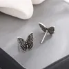 Stud Earrings Retro Vintage Butterfly Animal Dainty Silver Color For Women Fashion Cute Jewelry Gifts