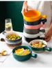 Ciotole 560ml Ciotola di insalata di zuppa di noodle in pietra di ceramica con manico singolo semplice cottura domestica colazione stoviglie da cucina