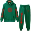 Mens Tracksuits Sweatshirt och Pant Set Sportswear Hoodie Fall Winter Collection 2 Piece Tryckt i rött teckensnitt 230308