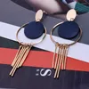 Dangle Earrings Fashion Round Wooden Shaped Zinc Alloy Drop Tassel Party Stud Ear For Women Jewelry