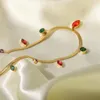 Catene Multicolor Gemstone Marquise Stone Statement Collana per donna Catena a spina di pesce in acciaio inossidabile Dainty Minimalista