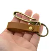 Anneaux clés Bronze Japonais Fishhook U Crochet Full 4 Colours Grain Cow Cuir Strap Keychain Keyderfulder Edc Fob Business Daddy Boyfirend Cadeau