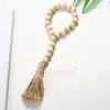 Natural Wooden Tassel Bead String Hand Made Pendant Key Ring Wood Farmhouse Decoration Beads With Tassel Hemp Rope Home Decor BH8441 TYJ