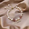 Bracciale con perline d'imitazione barocche in filo di perle con gioielli con ciondolo a coda di pesce in zirconi per donne Lady Girls Lover Regali di San Valentino