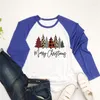 T-shirts Femmes Mignon Léopard Plaid Arbres De Noël Graphique Tshirt Manches Raglan Harajuku Vintage T-shirt Joyeux Noël Lettre Imprimer Femmes