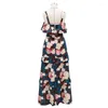 Work Dresses Maxi Long Skirt Floral Print Ruffle High Waist Casual Two Piece Women Summer Boho Beach Set Sexy Crop Top