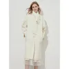 A lã feminina combina estilo puro artesanal branco leito de tweed casaco de tweed de tweed feminino casaco de moda de inverno