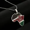Hänghalsband emalj Afrika Kenya kartlägger guldfärg smycken afrikanska kenyanska flagggåvor
