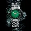 Relógios de pulso feice ultra fino relógio homens automáticos mecânicos aço inoxidável arco espelho grande mostrador verde elegante fm221rew