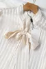 CEL2022 세로 줄무늬 셔츠 여성 셔츠 패션 의류 자수 편지 비즈니스 반팔 카시 티셔츠 스케이트 보드 캐주얼 셔츠
